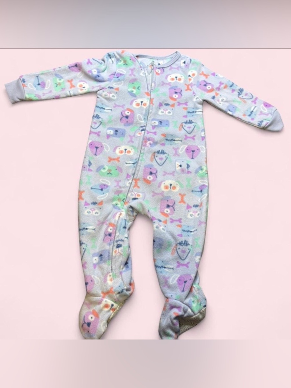 Baby Footed One-Piece Pajamas in Pastel Animal Print